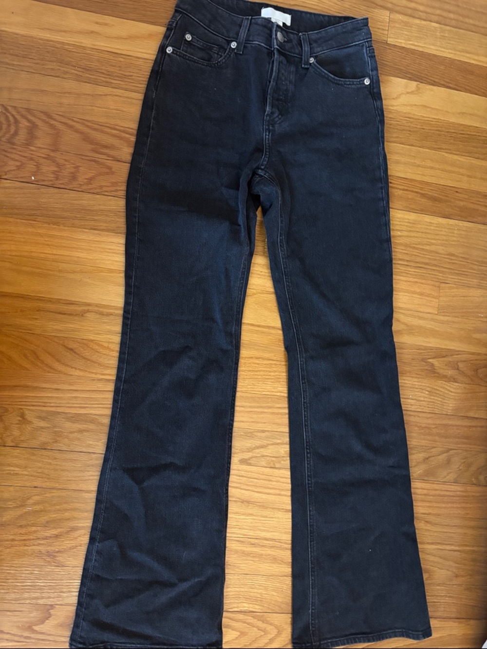 H&M Black High-Rise Straight-Leg Jeans